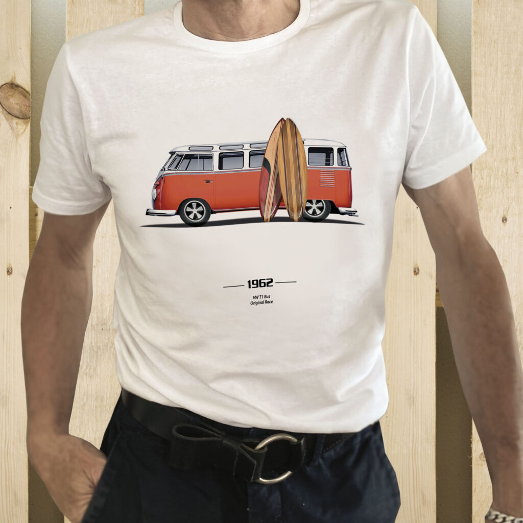 PTU VW T1SURF A t shirt bianca indossata 2023